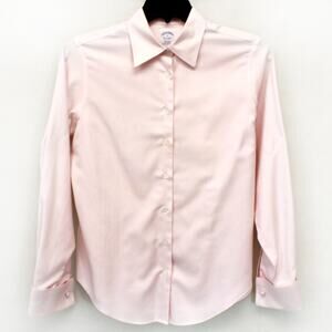 Brooks Brothers Semi-Fitted Classic Pink Cotton Botton-Up Shirt Blouse Size 10